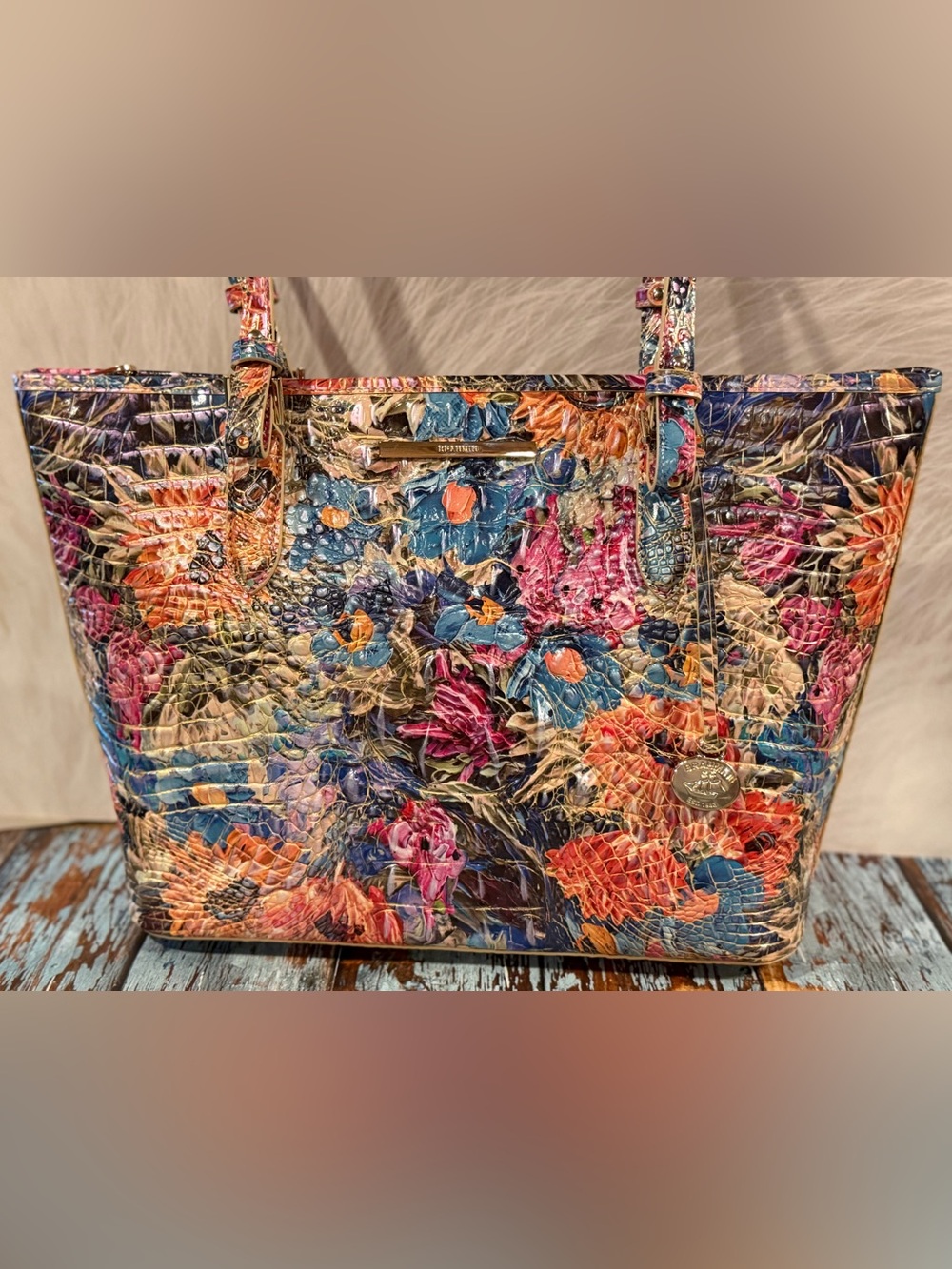 Brahmin Medium Asher Lasso Flowers Tote Melbourne Leather NWT PRICE FIRm - Picture 7 of 15